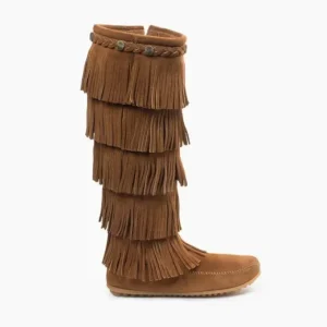 Boots|5-Layer Fringe Boot Dusty Brown