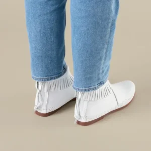 Boots|Back Zip Hardsole Boot White Leather