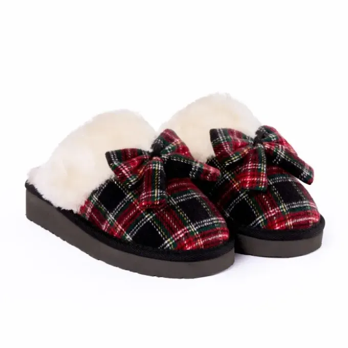 bow-scuff-rkSGGPKV-0.webp Slippers|Bow Scuff Black Tartan Plaid