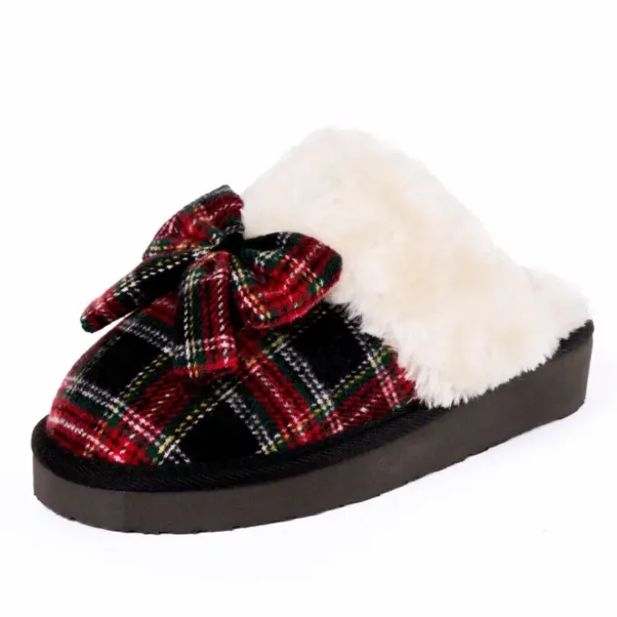 bow-scuff-rkSGGPKV-4.webp Slippers|Bow Scuff Black Tartan Plaid