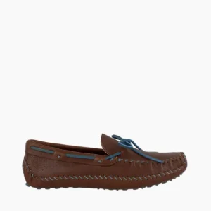 Mocs & Loafers|Brown P.W. Driving Moc (Color Accents) Steel Blue