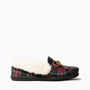 Slippers|Camp Collar Moc Black Tartan Plaid