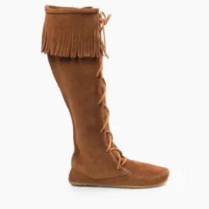 Boots|Front Lace Knee High Boot Brown