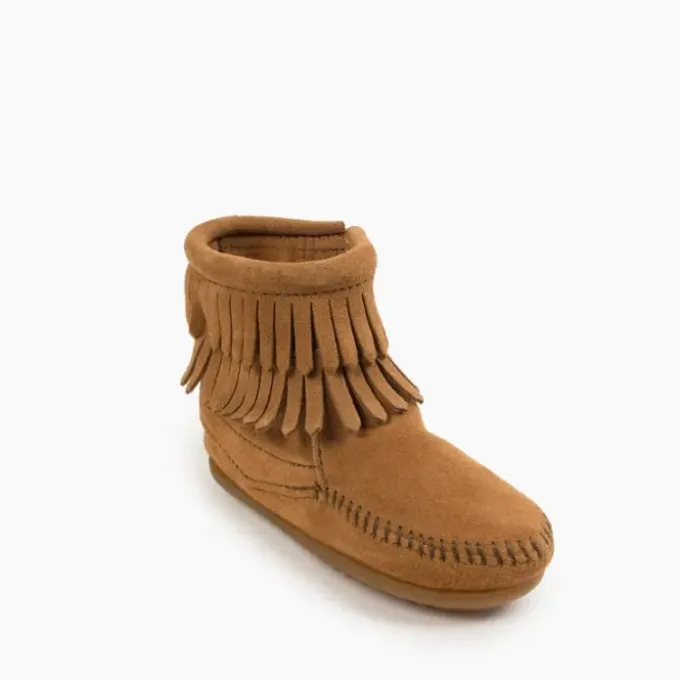 girls-moccasin-double-fringe-s-BtUtFnDh-4.webp Boots|Moccasin Double Fringe Side Zip Boots Girl's Taupe