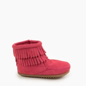 Boots|Moccasin Double Fringe Side Zip Boots Girl's Hot Pink