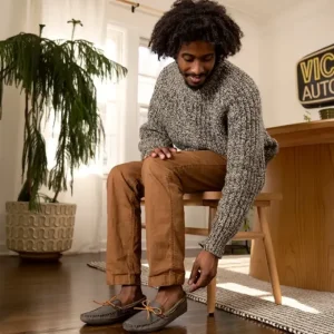 Mocs & Loafers|Slippers|Double Bottom Soft Sole Moccasins Men's Grey Ruff