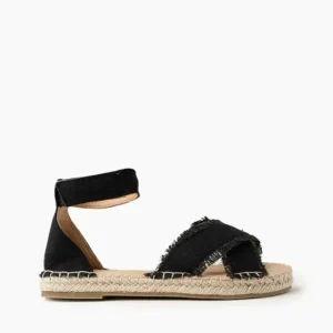 Sandals|Pemma Black Linen