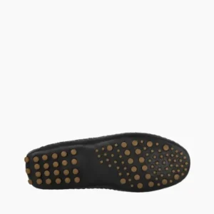 Mocs & Loafers|P.W. Driving Moc (Leather Collar Accent) Black with Brown Collar